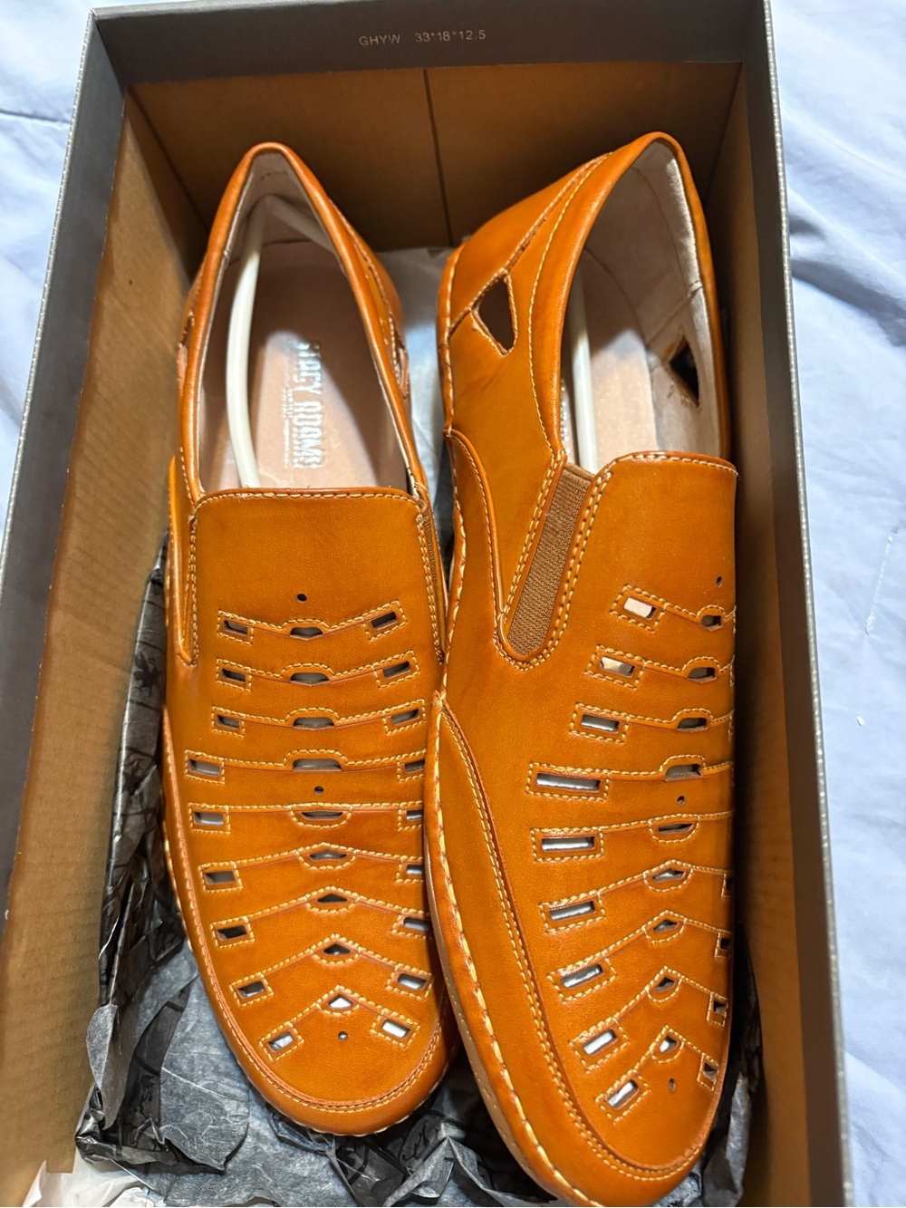Stacy Adams Men's Orange Leather Slip-On Loafers